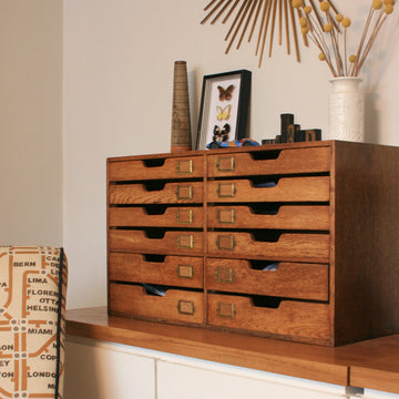 Vintage oak filing drawers & accessories