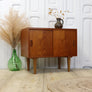 Vintage Teak Mid Century Record Cabinet 0705c