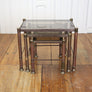 Vintage Glazed Brass Nesting Tables 1810f