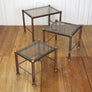 Vintage Glazed Brass Nesting Tables 1810f