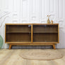 Vintage Oak Meredew Glazed Display Cabinet Sideboard 0509a
