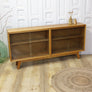 Vintage Oak Meredew Glazed Display Cabinet Sideboard 0509a