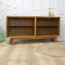 Vintage Oak Meredew Glazed Display Cabinet Sideboard 0509a