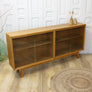Vintage Oak Meredew Glazed Display Cabinet Sideboard 0509a