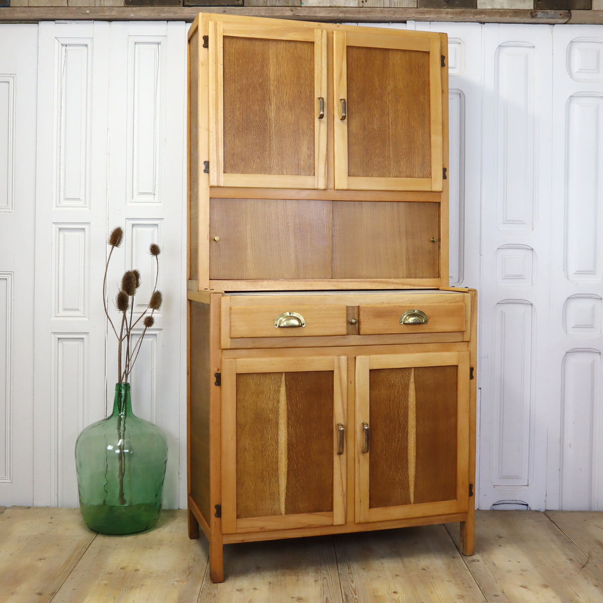 Vintage Oak Freestanding Kitchen Larder Cabinet 0404k – Mustard Vintage