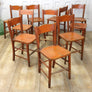 Set of Ten Vintage Rustic Orange Painted Chairs 0103c