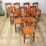 Set of Ten Vintage Rustic Orange Painted Chairs 0103c