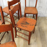 Set of Ten Vintage Rustic Orange Painted Chairs 0103c