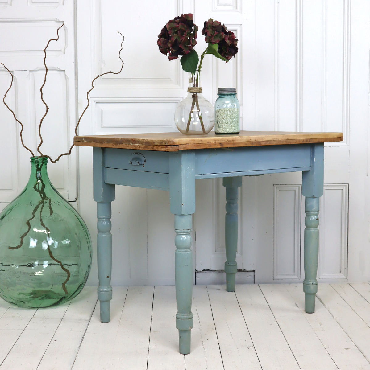 Small Antique Rustic Pine Original Painted Kitchen Table 0312a ...
