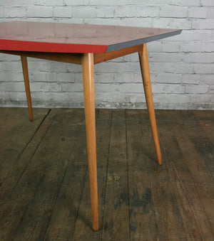Vintage 1950s red formica vintage table or desk