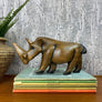 Mid Century Teak Carved Rhino