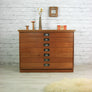Vintage industrial reclaimed Iroko school plan chest (large) - Restored to order