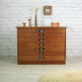 Vintage industrial reclaimed Iroko school plan chest (large) - Restored to order