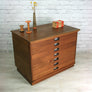 Vintage industrial reclaimed Iroko school plan chest (large) - Restored to order