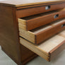 Vintage industrial reclaimed Iroko school plan chest (large) - Restored to order