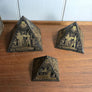 Set of Mid Century Brass Pyramids - Etched