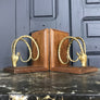 Mid Century Brass Antelope Bookends