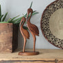 Mid Century Wooden Carved Flamingos