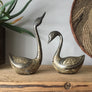 Vintage Brass Pair of Engraved Swans