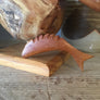 Mid Century Wooden Carved Pelican & Fish!
