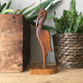 Petite Mid Century Wooden Carved Flamingo