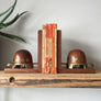 Vintage Teak & Brass Tortoise Bookends