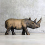 Petite Mid Century Teak Carved Rhino 22-1