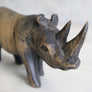 Petite Mid Century Teak Carved Rhino 22-1
