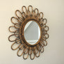 French Vintage Round Wicker/Rattan Mirror