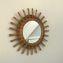 French Vintage Bamboo & Rattan Starburst Mirror