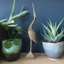 Mid Century Wooden Carved Crane #1