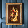 Vintage Marquetry 'Parrots' Picture