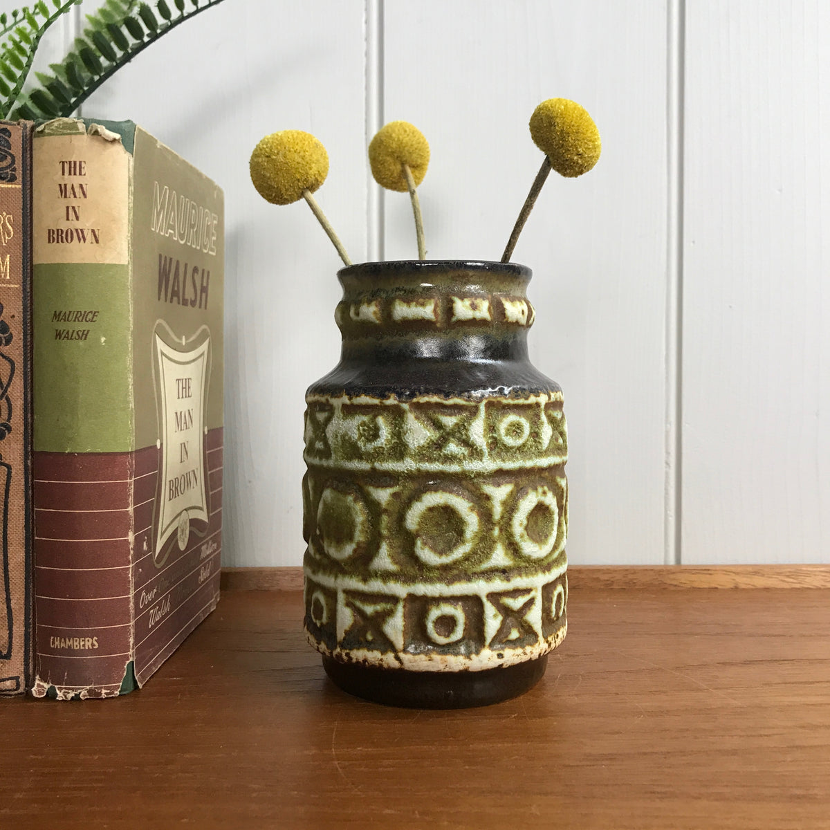 Mid Century West German Ceramic Vase #92/14 – Mustard Vintage