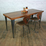 Large foundry steel leg vintage iroko industrial desk/table 1