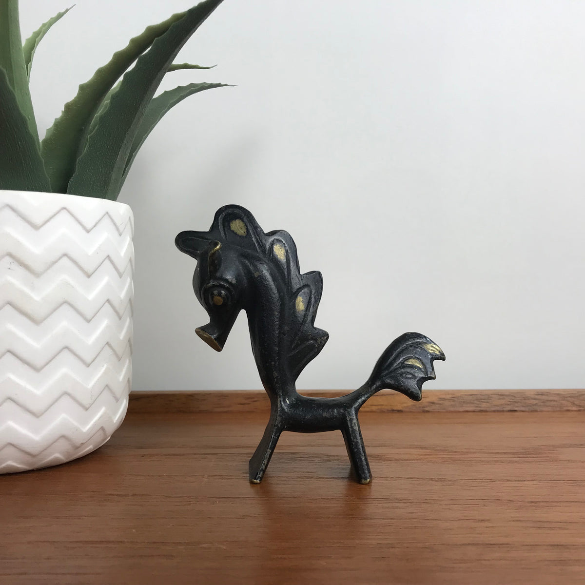 Mid Century Brass Walter Bosse Style Horse – Mustard Vintage