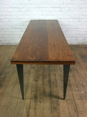 Large foundry steel leg vintage iroko industrial desk/table