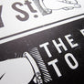 'Pointers' lino cut by James Brown