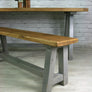 Reclaimed A-frame rustic bench (grey)