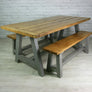 Reclaimed A-frame rustic trestle table - 190 x 90cm (grey)