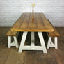 Reclaimed A-frame rustic trestle table - 190 x 90cm (white)