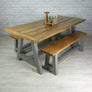 Reclaimed A-frame rustic trestle table - 190 x 90cm (grey)