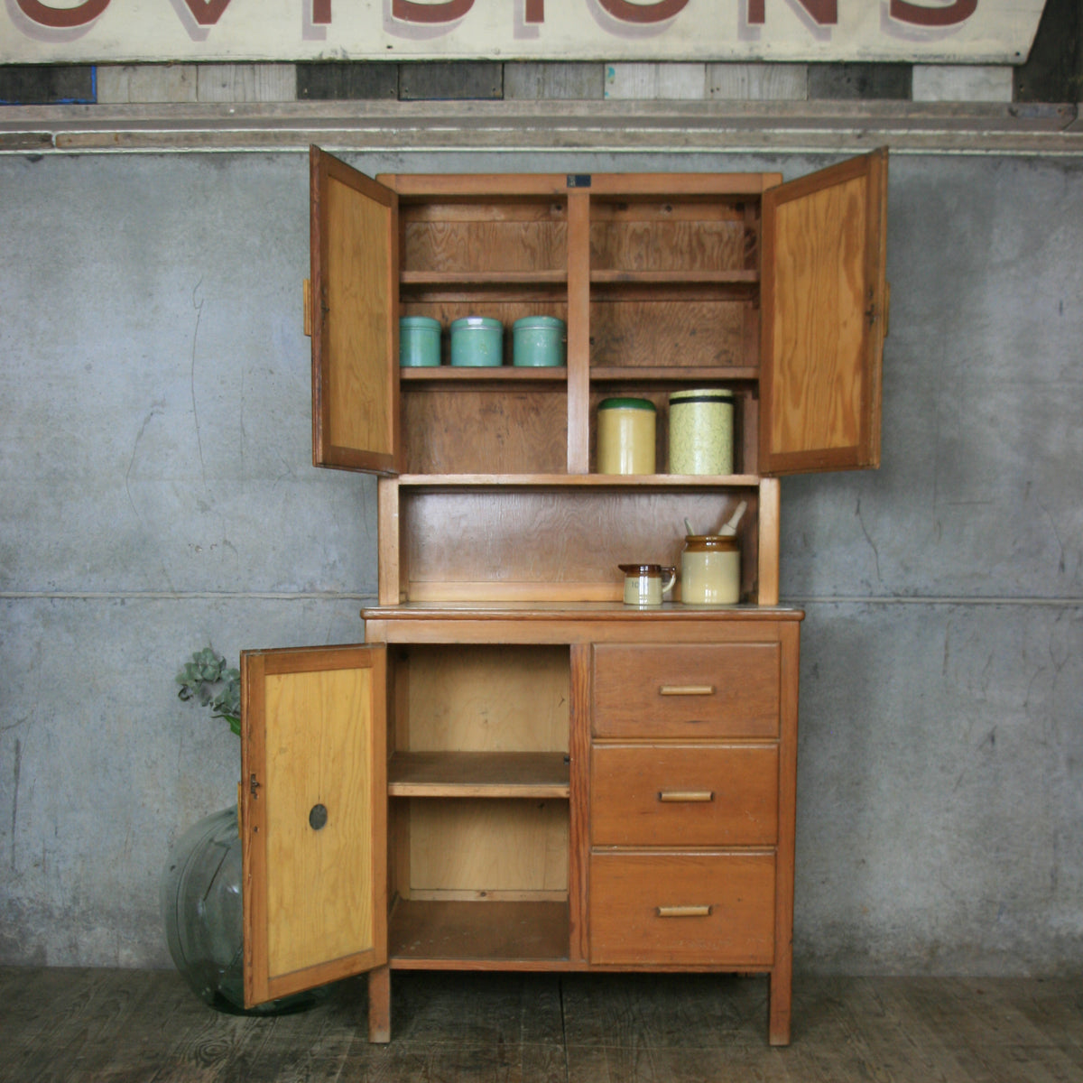 Vintage Rustic Pine Kitchen Larder Cabinet – Mustard Vintage