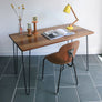 'The Hairpin' Iroko Desk with Steel Hairpin Legs