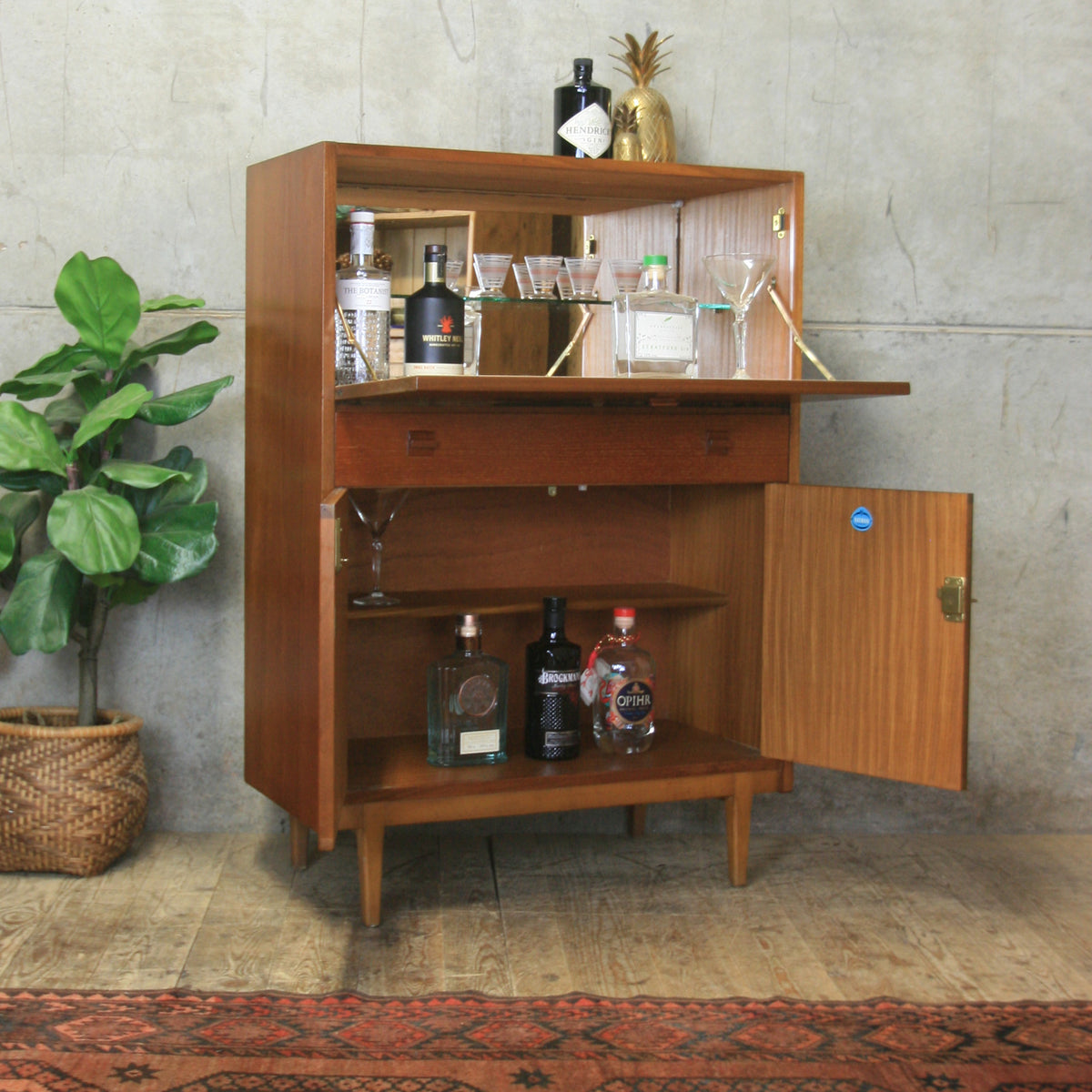 Mid Century Teak Drinks 2604a Mustard Vintage