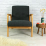Mid century vintage upholstered armchair – one of a pair