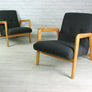 Mid century vintage upholstered armchair – two of a pair