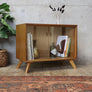 Mid Century Glazed LP Vinyl Record Cabinet - 2406n