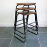 Set of 4 Reclaimed Iroko School Lab Stacking Stools