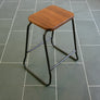 Set of 4 Reclaimed Iroko School Lab Stacking Stools