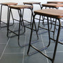 Set of 4 Reclaimed Iroko School Lab Stacking Stools